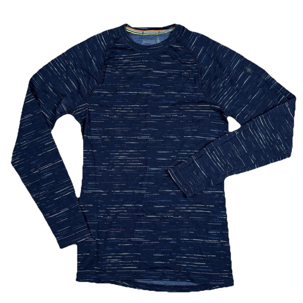 Smartwool Merino 250 Wool Base Layer Shirt Mens Small Blue Pullover Long Sleeve